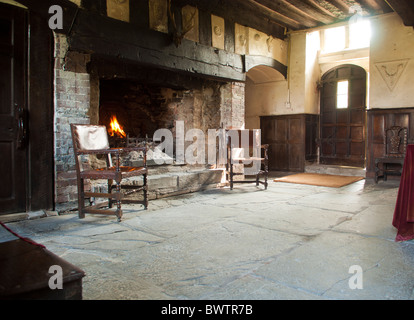 Interior of Gwydir Castle, originally a fortified manor house in the Conway Valley, North Wales, now under restoration. Stock Photo