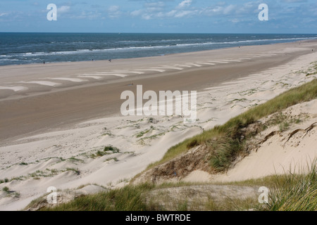 View over the beach from the dunes at Egmond aan Zee Stock Photo