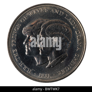 Commemorative coin celebrating the marriage of Prince Charles and Lady Diana Stock Photo