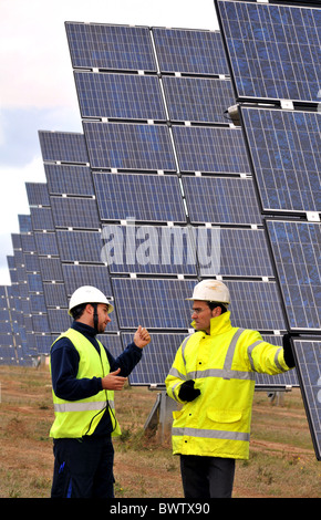 Solar power farm, Sunstroom solar power park complex at Los Arcos, Navarra, Spain Stock Photo