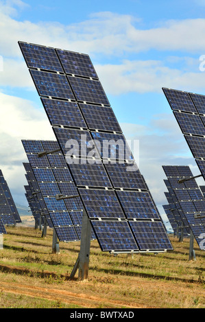 Solar power farm, solar power park complex at Los Arcos, Navarra, Spain Stock Photo
