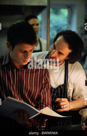 Head Chef Stephen Terry discussing the menu at The Hardwick near Abergavenny 2008 Stock Photo