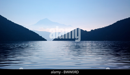 Early morning over Fethiye/Gocek Bay Turkey with Baba Dagi mountain on the horizon Stock Photo