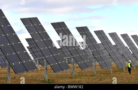 Solar power farm, Sunstroom solar power park complex at Los Arcos, Navarra, Spain Stock Photo