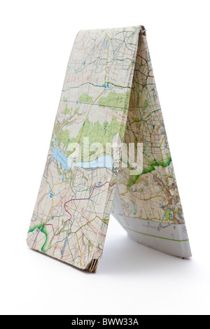 Old frayed worn out map. Stock Photo