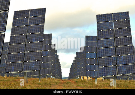 Solar power farm, solar power park complex at Los Arcos, Navarra, Spain Stock Photo