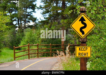 walking biking nature path trail bridge Stock Photo