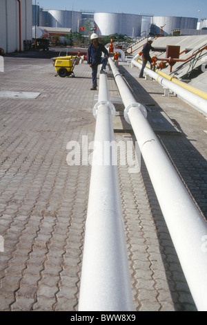 Dubai UAE Mina Jebel Ali Port Eppco Oil Co. Pipelines Storage Tanks Stock Photo