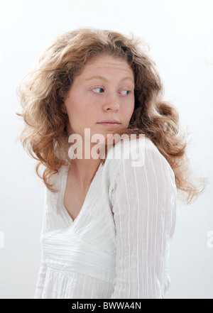 young woman looking back Stock Photo