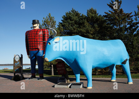 Paul Bunyan and Babe the Blue Ox Sculpture, Bemidji, Minnesota Stock Photo