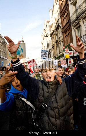 Student protest London - Students protesting against education cuts. Stock Photo