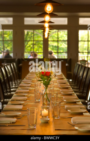 Interior and exterior details of Cucina restaurant in Woodstock, NY. Stock Photo