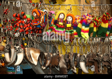 All sorts of items for sale as talisman, amulets, magic, ritual and traditional medicine in the Witches Market, La Paz, Bolivia. Stock Photo
