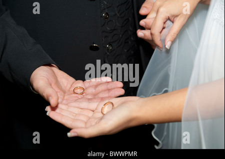 Exchanging wedding rings Stock Photo