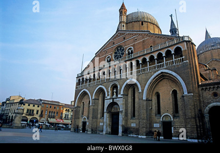 Impressive exterior of the Basilica of St. Anthony, Padua, Italy - at dusk. Stock Photo