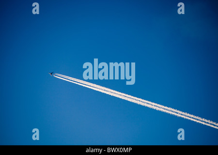 A plane flying over Ambleside, UK. Stock Photo