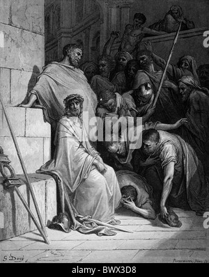 Gustave Doré; The Passion; Christ Mocked; Black and White Engraving Stock Photo