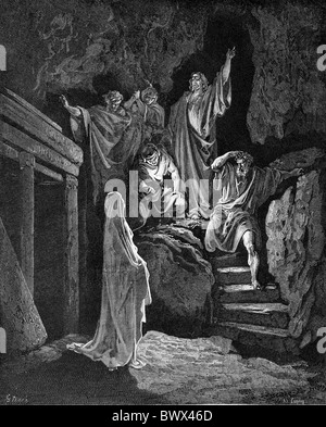 Gustave Doré; The Raising of Lazarus; Black and White Engraving Stock Photo