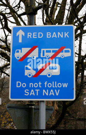 Warning sign for satellite navigation in the Lake District Stock Photo