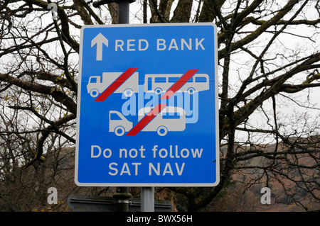 Warning sign for satellite navigation in the Lake District Stock Photo