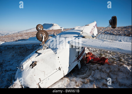 The wreckage of a small airplane that crashed on Thursday, July 31 ...