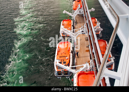 Luxury Cruise Ship Liner with Tender or Lifeboats entering the Harbour of Samana;Caribbean Stock Photo