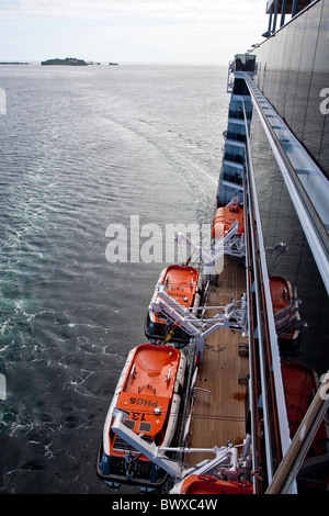 Luxury Cruise Ship Liner with Tender or Lifeboats entering the Harbour of Samana;Caribbean Stock Photo