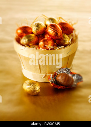 food photo of Mini chocolate traditional easter eggs Stock Photo