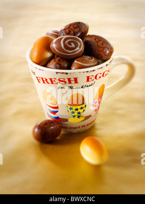 food photo of Mini chocolate traditional easter eggs Stock Photo