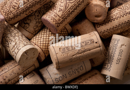 A collection of used wine corks Stock Photo