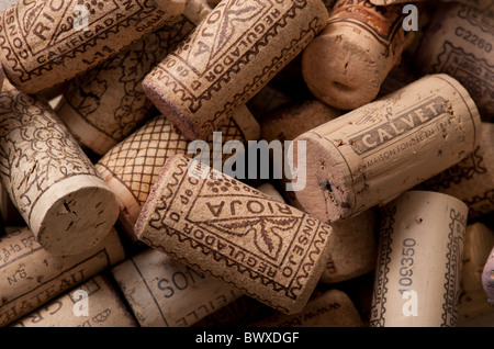 A collection of used wine corks Stock Photo