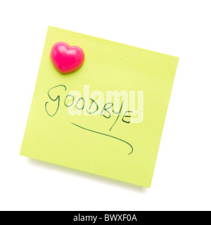 goodbye message on post it note isolated on white. Stock Photo