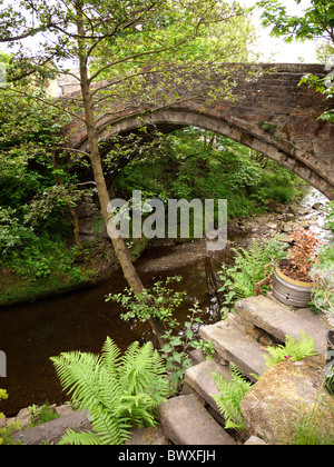 The bridge in the village of Barrowford in Lancashire in Northern England Stock Photo