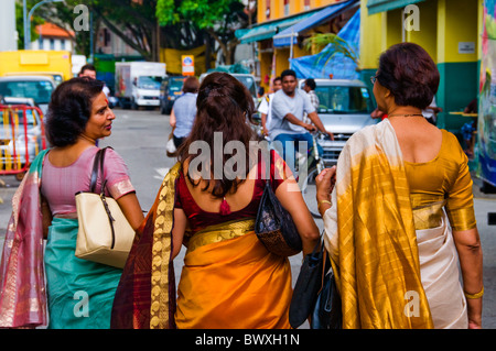 Indian women shopping in Little India in Singapore Stock Photo