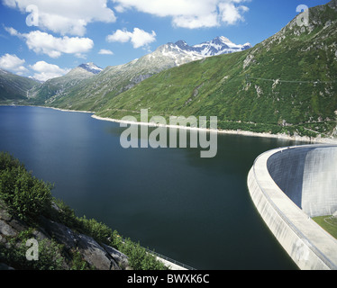 Graubunden Grisons Switzerland Europe Alps mountains reservoir lake sea cutting part energy Lukmanier S Stock Photo