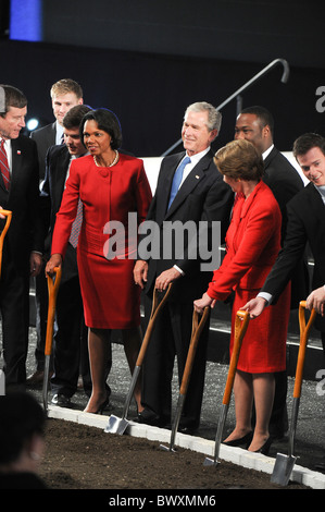 Ground breaking ceremony for the George W. Bush Presidential Library on the campus of Southern Methodist University in Dallas Stock Photo