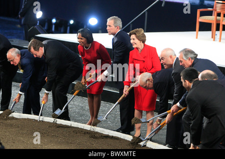 Ground breaking ceremony for the George W. Bush Presidential Library on the campus of Southern Methodist University in Dallas Stock Photo