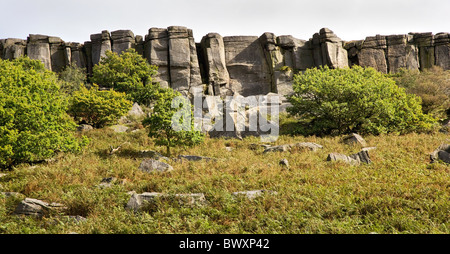 Burbage Rocks near Hathersage in the Derbyshire Peak District Stock Photo