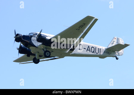 Junkers Ju 52/3m8ge operated by Lufthansa Traditionsflug making a slow flypast at Duxford Flying Legends Airshow Stock Photo