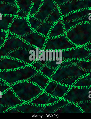 Digital binary data and streaming binary code background, 3d rendering ...