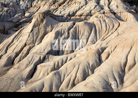 Eroded land by Willow Creek Hoodoos, near Drumheller, Alberta, Canada Stock Photo