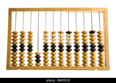 Close-up of wooden abacus over white background Stock Photo