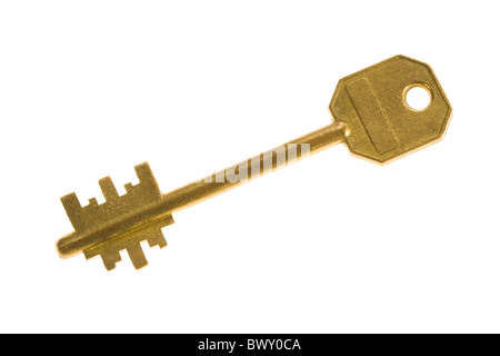 Image of metal key over white background Stock Photo