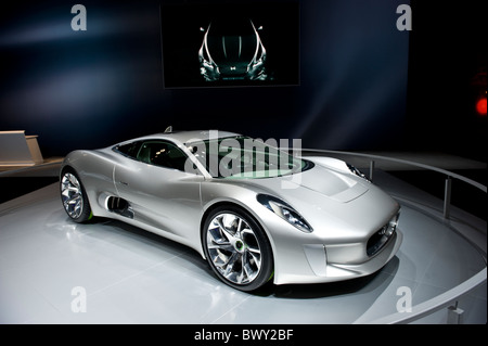 Jaguar C-X75 concept debut at the 2010 LA Auto Show in the Los Angeles Convention Center, Los Angeles, California, USA Stock Photo