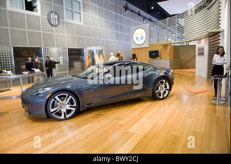 Fisker Karma NA debut electric car at the 2010 LA Auto Show in the Los Angeles Convention Center, Los Angeles, California, USA Stock Photo