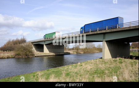 A46 Bypass, Newark on Trent, Nottinghamshire, United Kingdom - the south bridge over the River Trent. Stock Photo