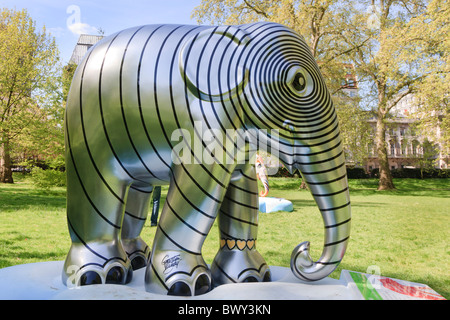 Karma by Professor Gordon Murray in Green Park and part of London's Elephant Parade 2010. Stock Photo