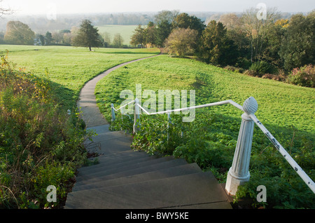 Steps leading down to park at Richmond Hill, Surrey Stock Photo