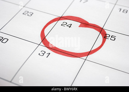 Calendar with 24th Circled Stock Photo - Alamy