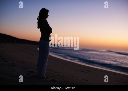 Woman at Beach, Baja California Sur, Mexico Stock Photo